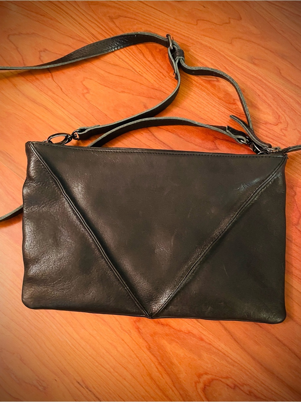ELK Genuine Leather Handbag Black Crossbody Clutch Shoulder Bag Minimalist - Picture 3 of 9